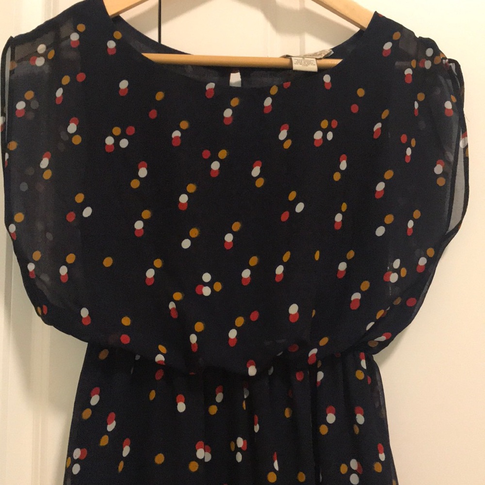 Navy Polka Dotted Dress - Picture 3 of 3